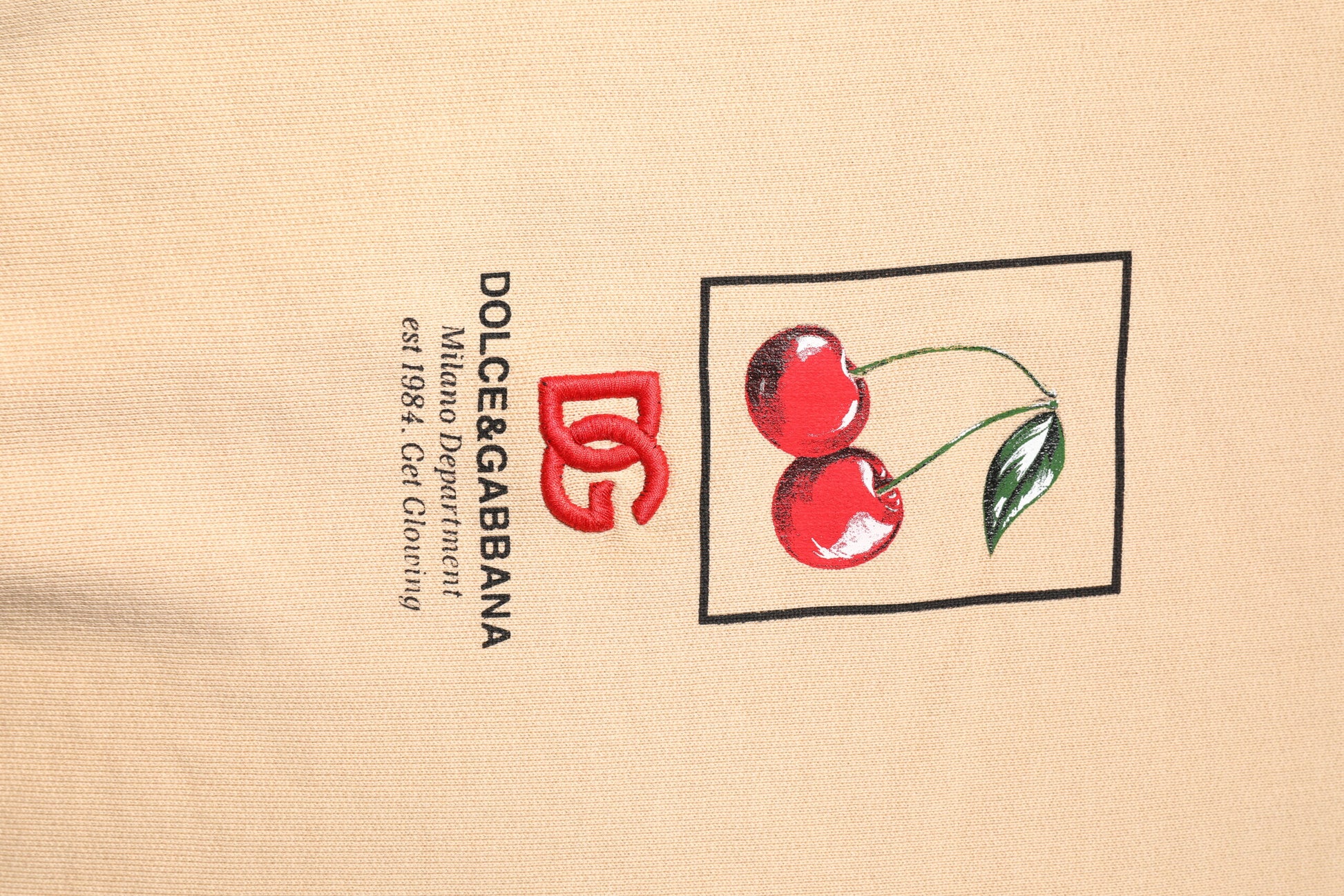 Cherry design on wooden surface