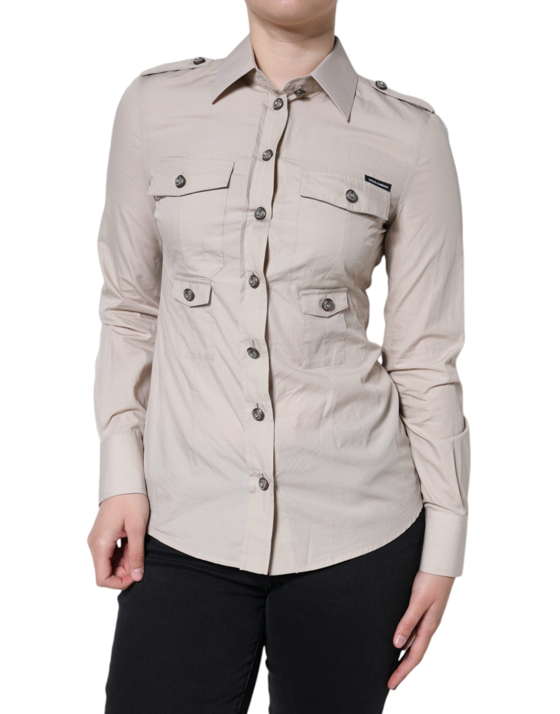 Tan jacket with buttons on front