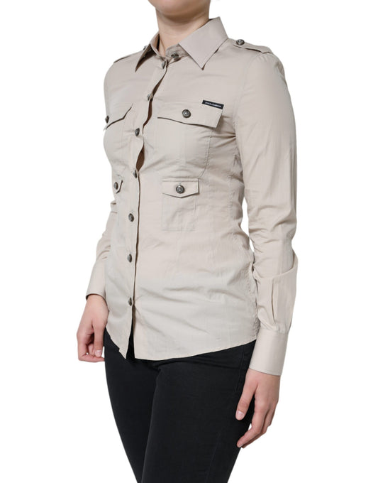 Tan jacket with pockets on woman's torso