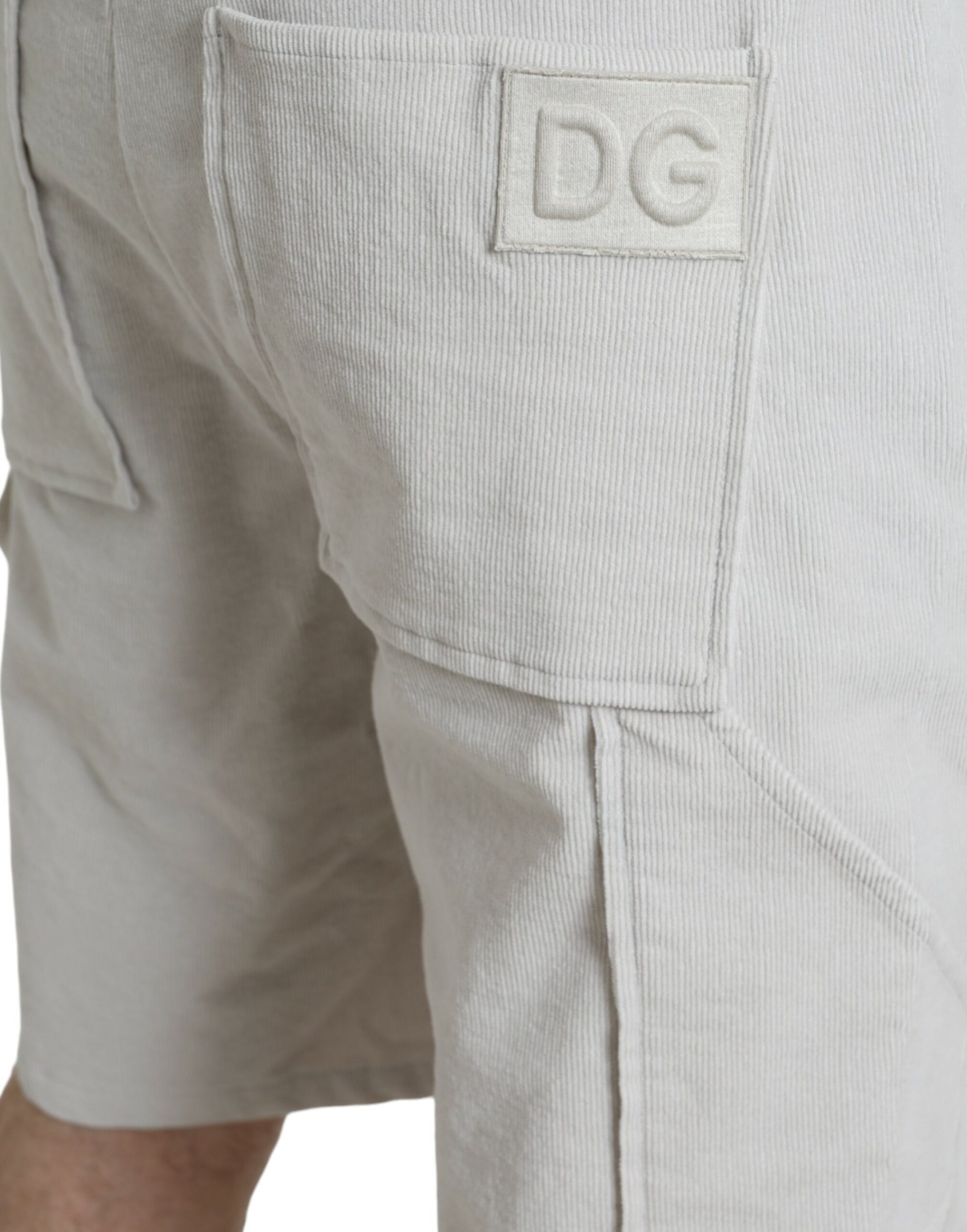Pair of cargo shorts with brand logo on back pocket