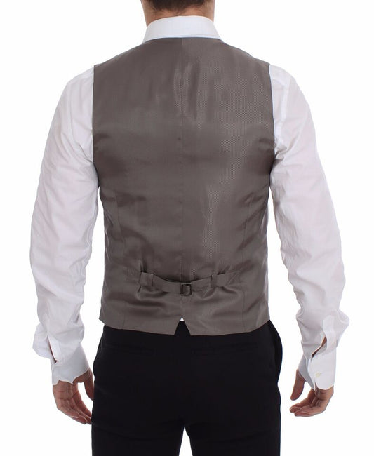 Men's beige cotton vest, part of a suit or blazer jacket