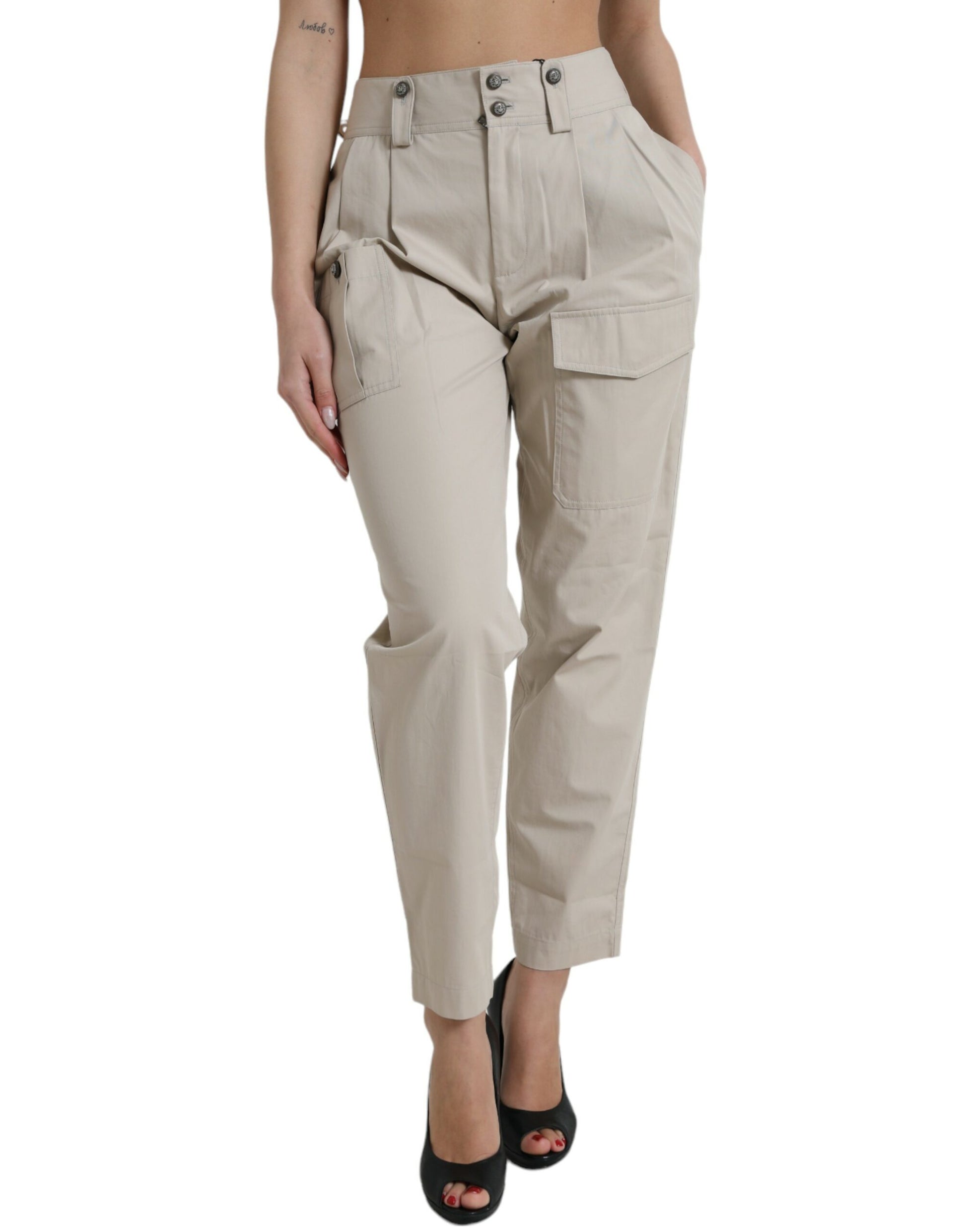 Tan cargo pants on model