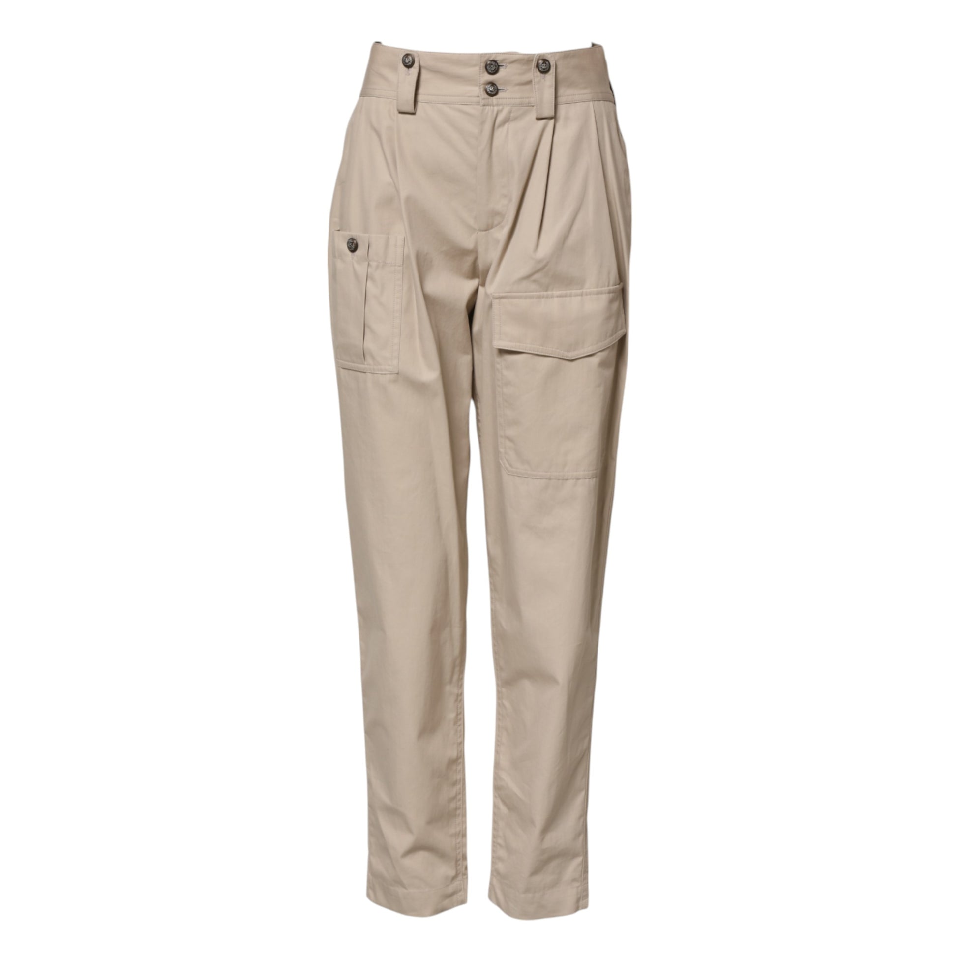 Tan cargo pants with pockets on sides