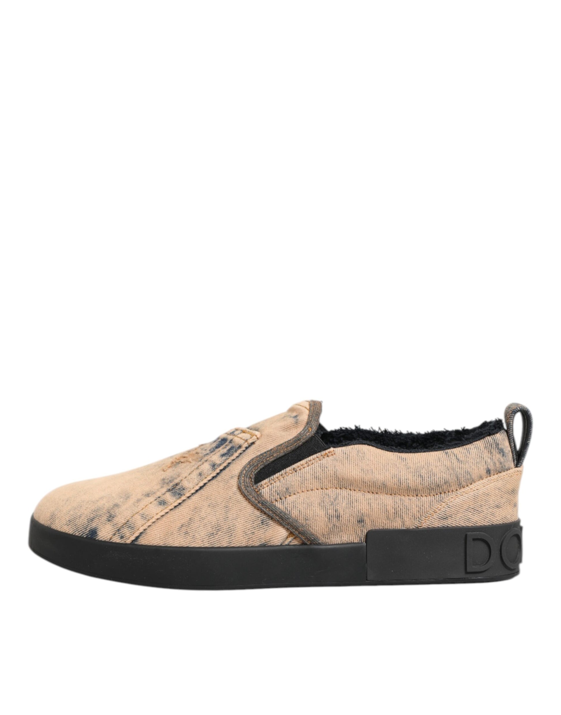 Pair of casual shoes with a patterned upper and black sole