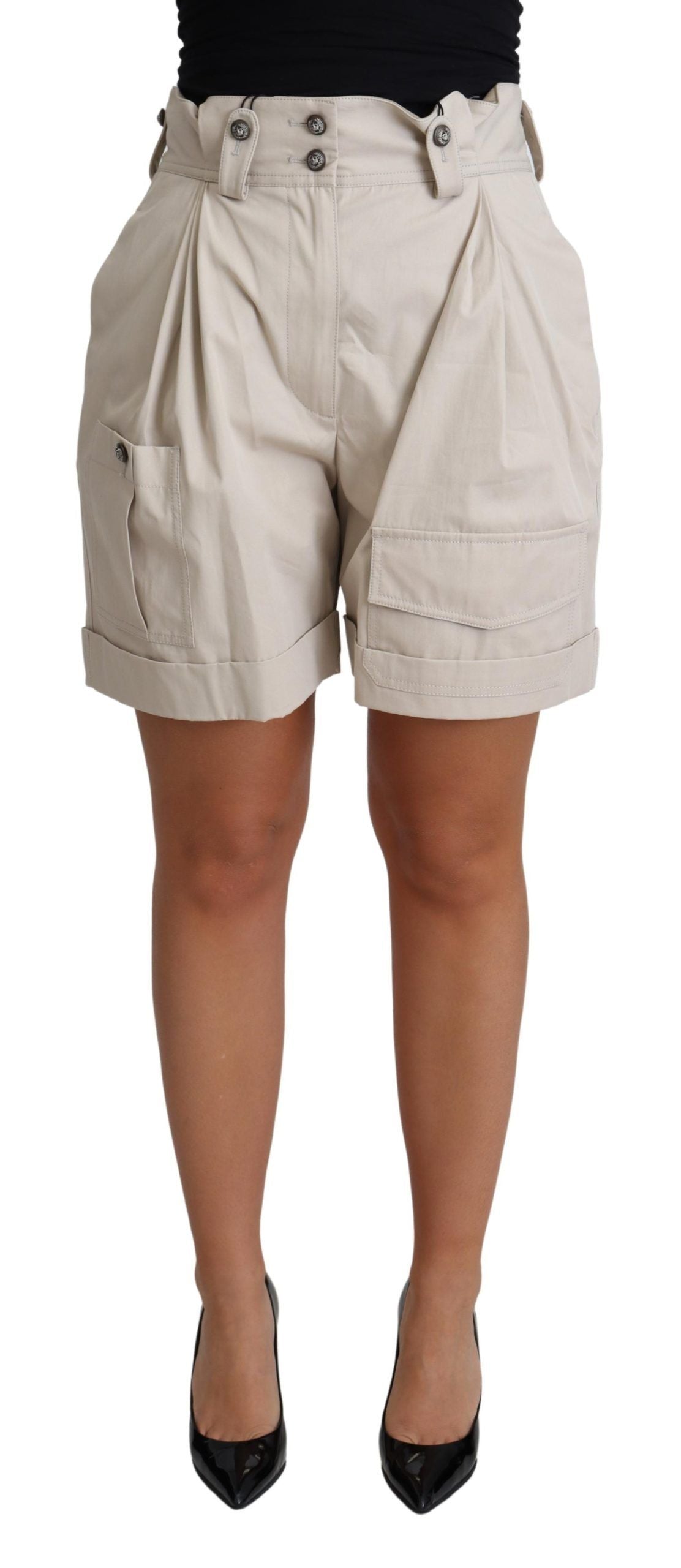 Khaki cargo shorts on a mannequin