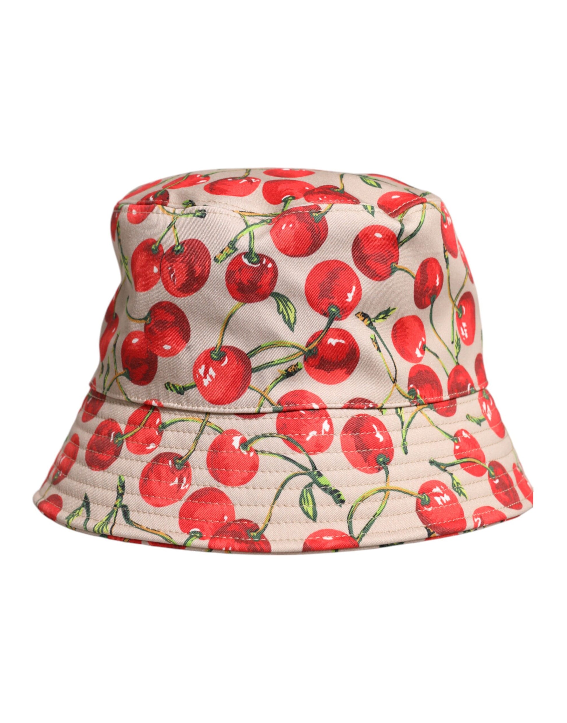 Red bucket hat with cherry print
