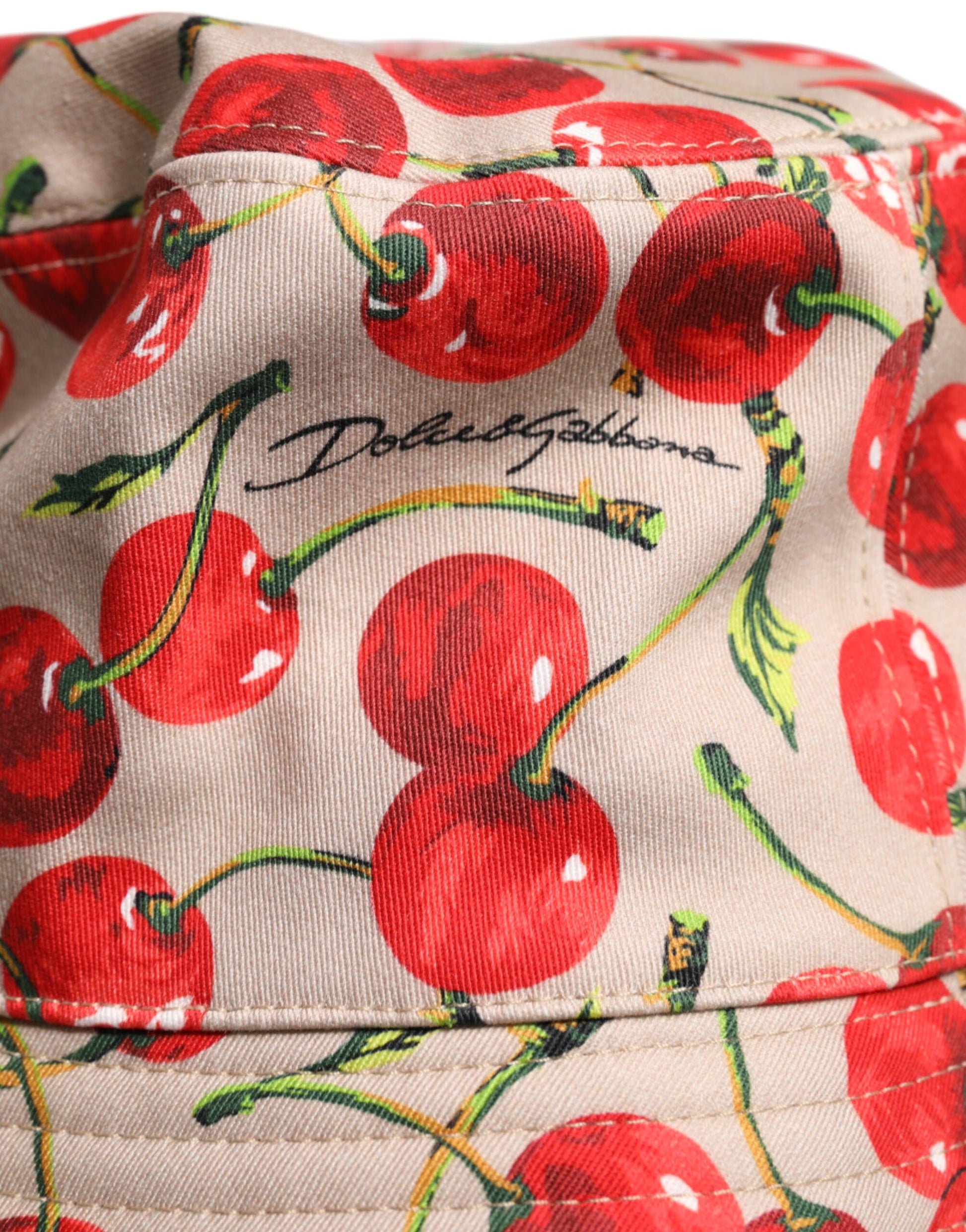 Cherry print fabric cap
