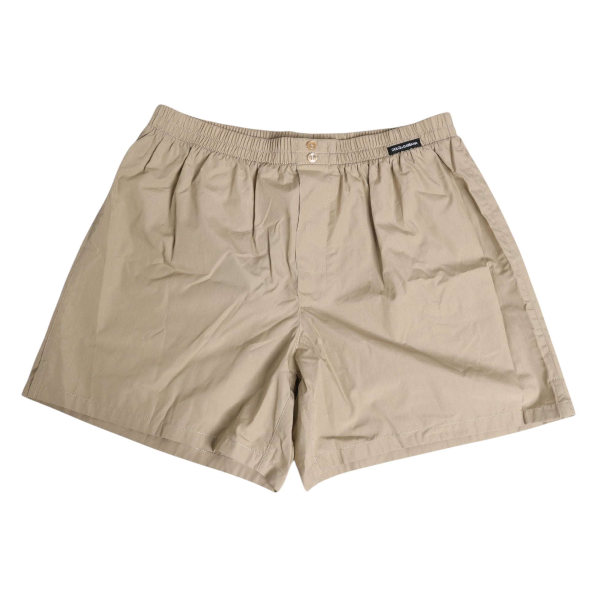 Tan shorts with elastic waistband