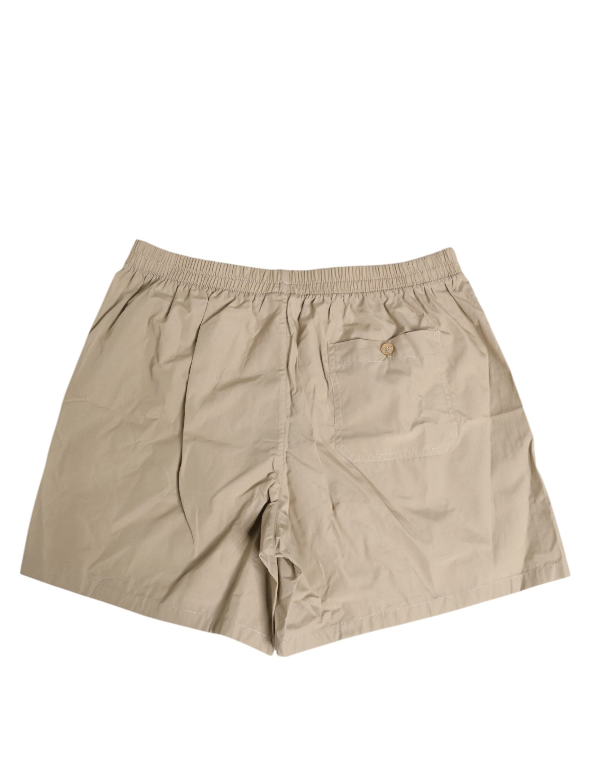 Tan shorts with elastic waistband