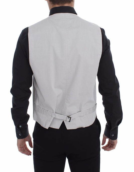 A beige cotton silk blend vest blazer from Dolce & Gabbana