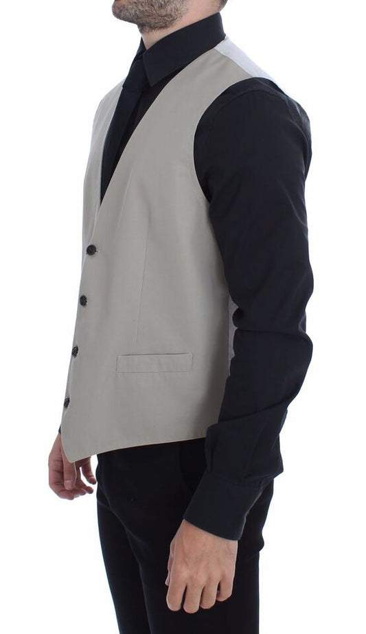 Men's beige cotton silk blend vest, part of a suit and tailoring collection