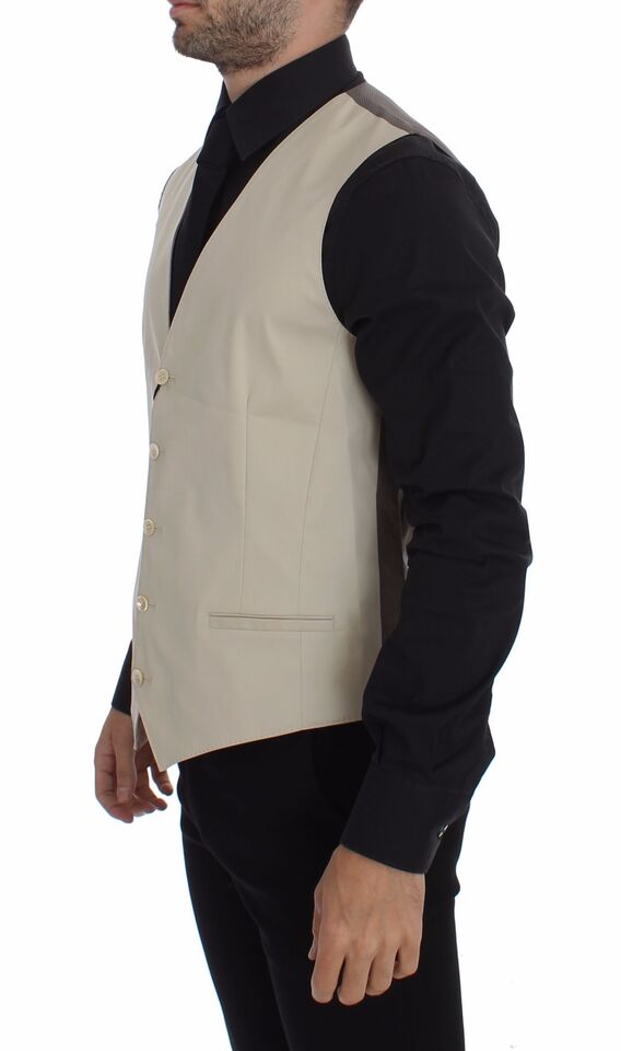 A beige cotton stretch vest blazer from Dolce & Gabbana