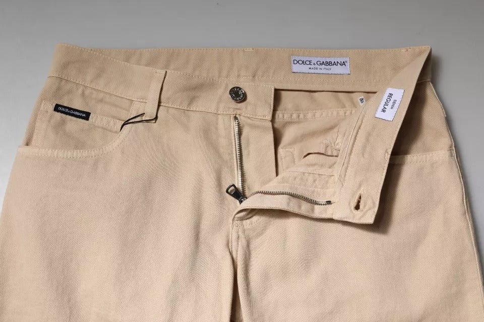 Tan chino pants with zippered pockets
