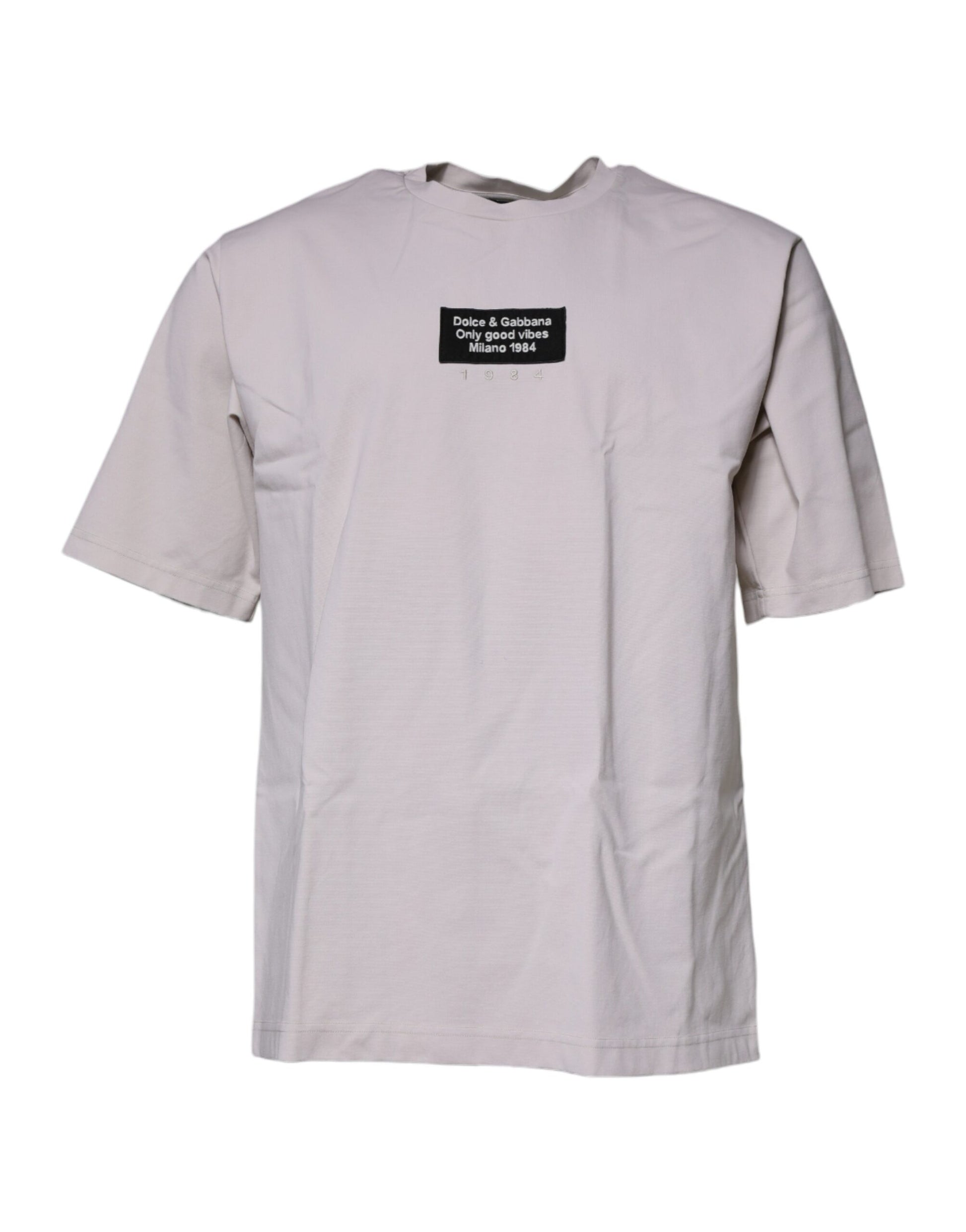 Short sleeve t-shirt with black text on front