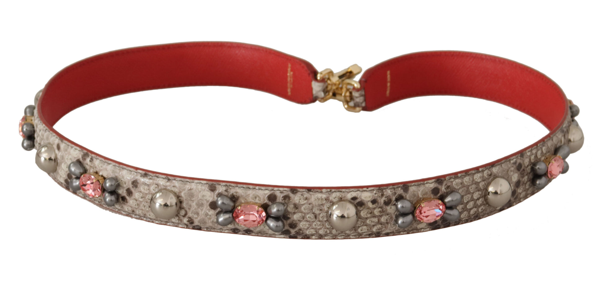 Red and silver bracelet with pearls and crystals