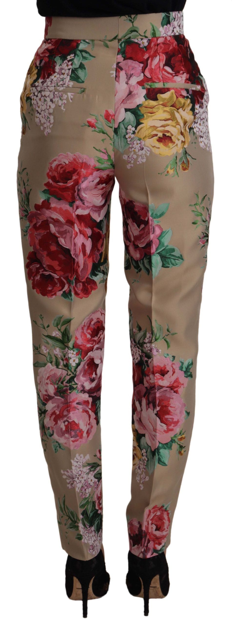 A pair of high waist floral print trousers by Dolce & Gabbana