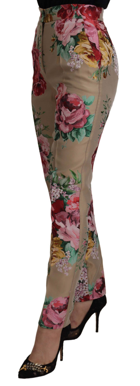 A pair of high waist floral print pants by Dolce & Gabbana