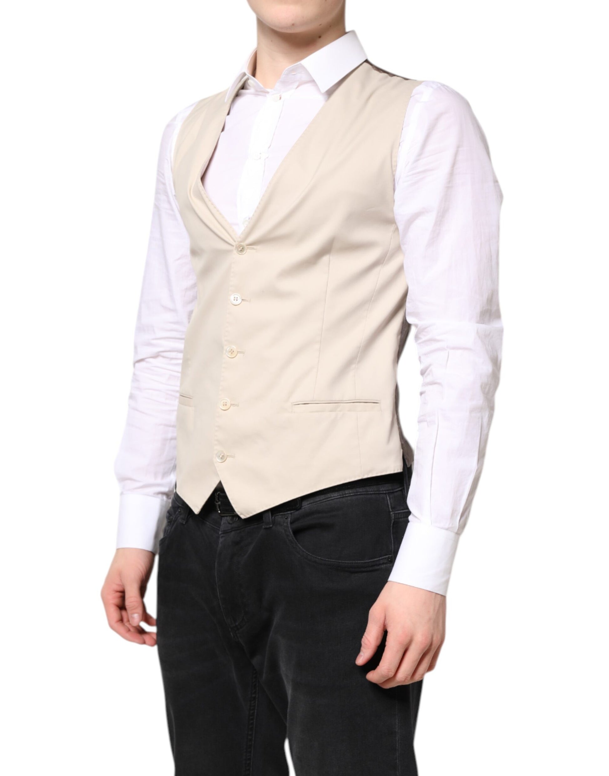 A beige gray men's formal vest from Dolce & Gabbana