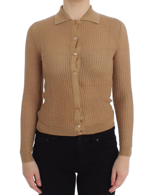 Brown knit sweater with buttons