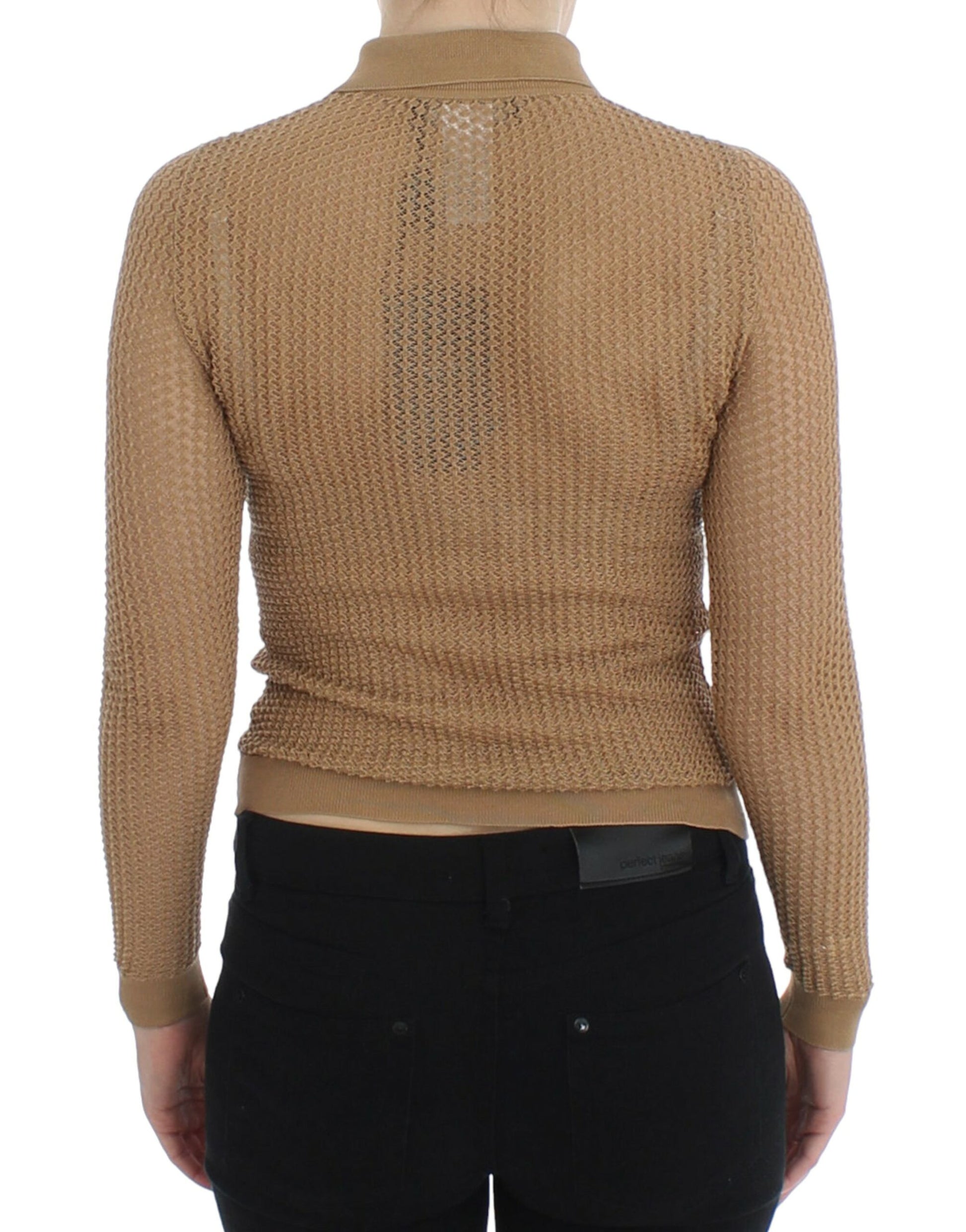 Brown knit sweater with open back