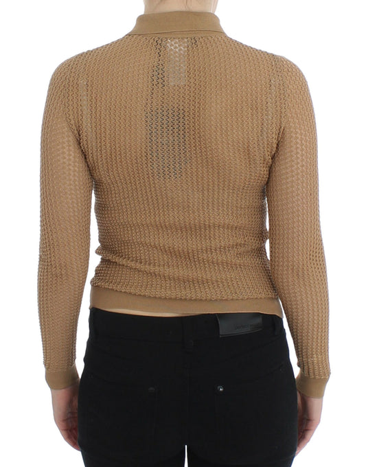 Brown knit sweater with open back