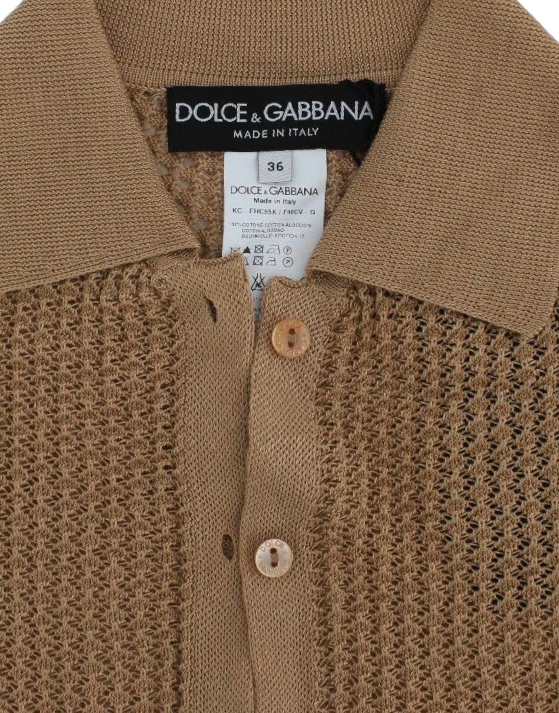 Brown knit sweater with buttons on front