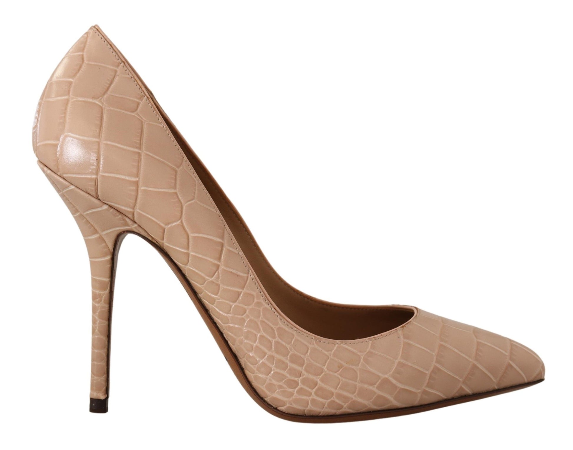 Pair of women's high heel shoes with a crocodile skin texture design