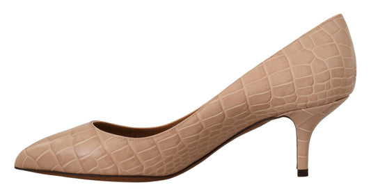 Pair of women's high heel shoes with a crocodile skin texture design