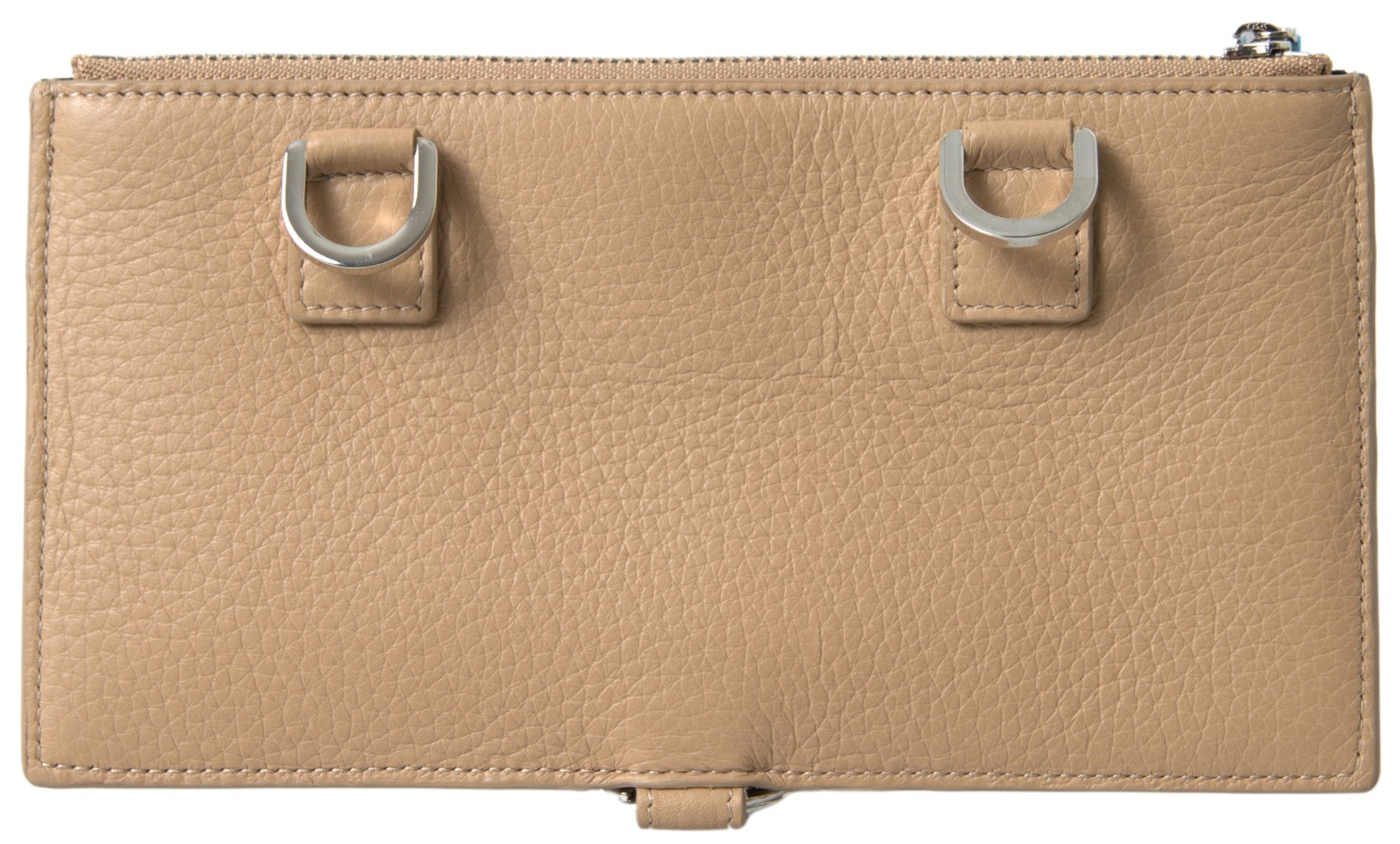 Brown leather wallet with silver hardware