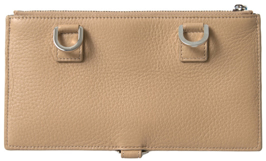 Brown leather wallet with silver hardware