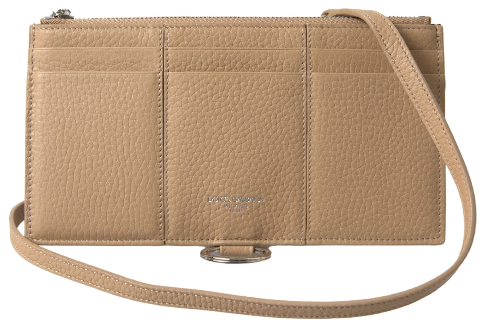 Brown leather crossbody bag with metal accents