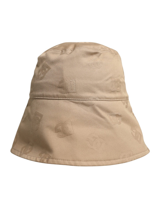 Tan bucket hat with patterned band
