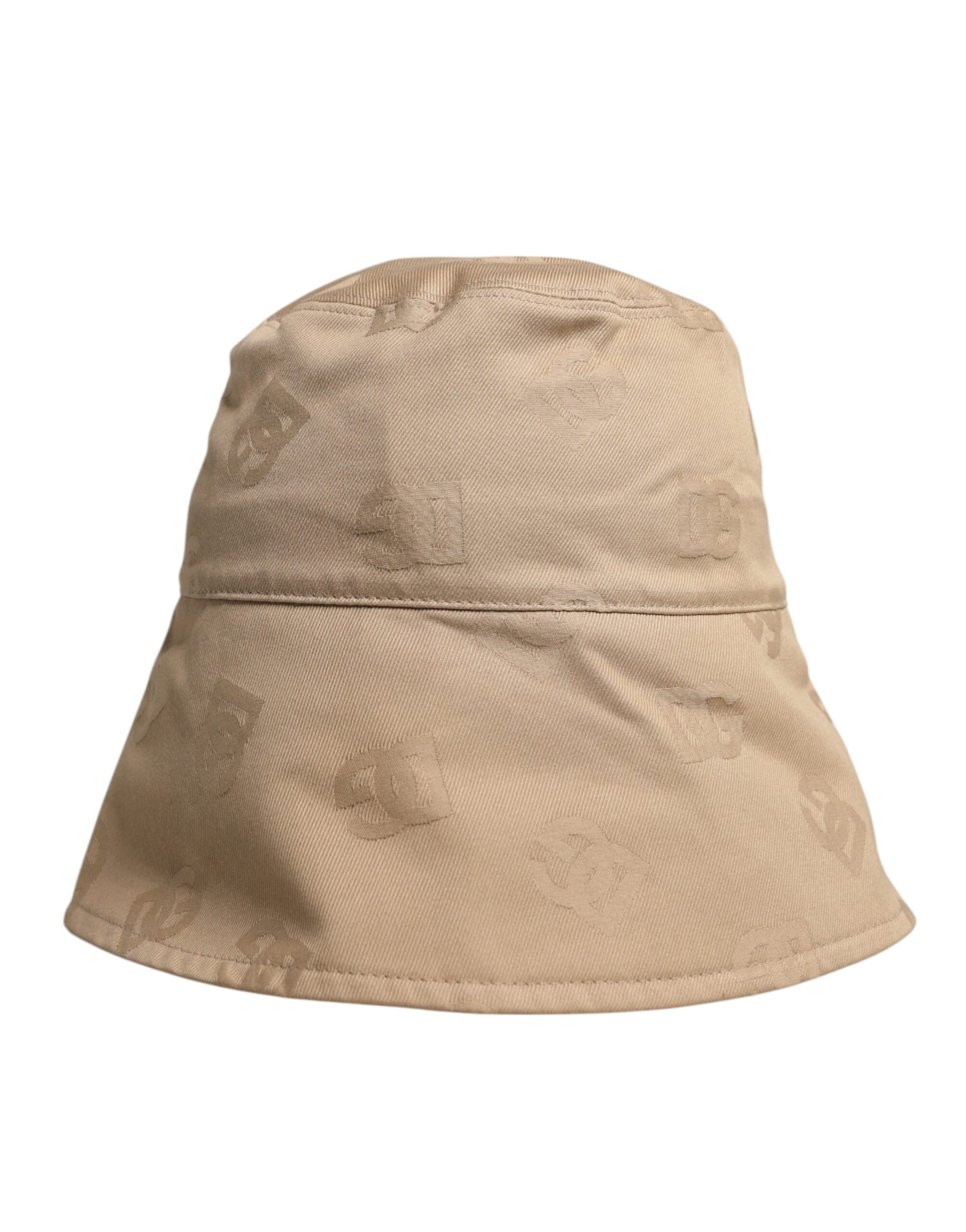 Tan bucket hat with patterned band