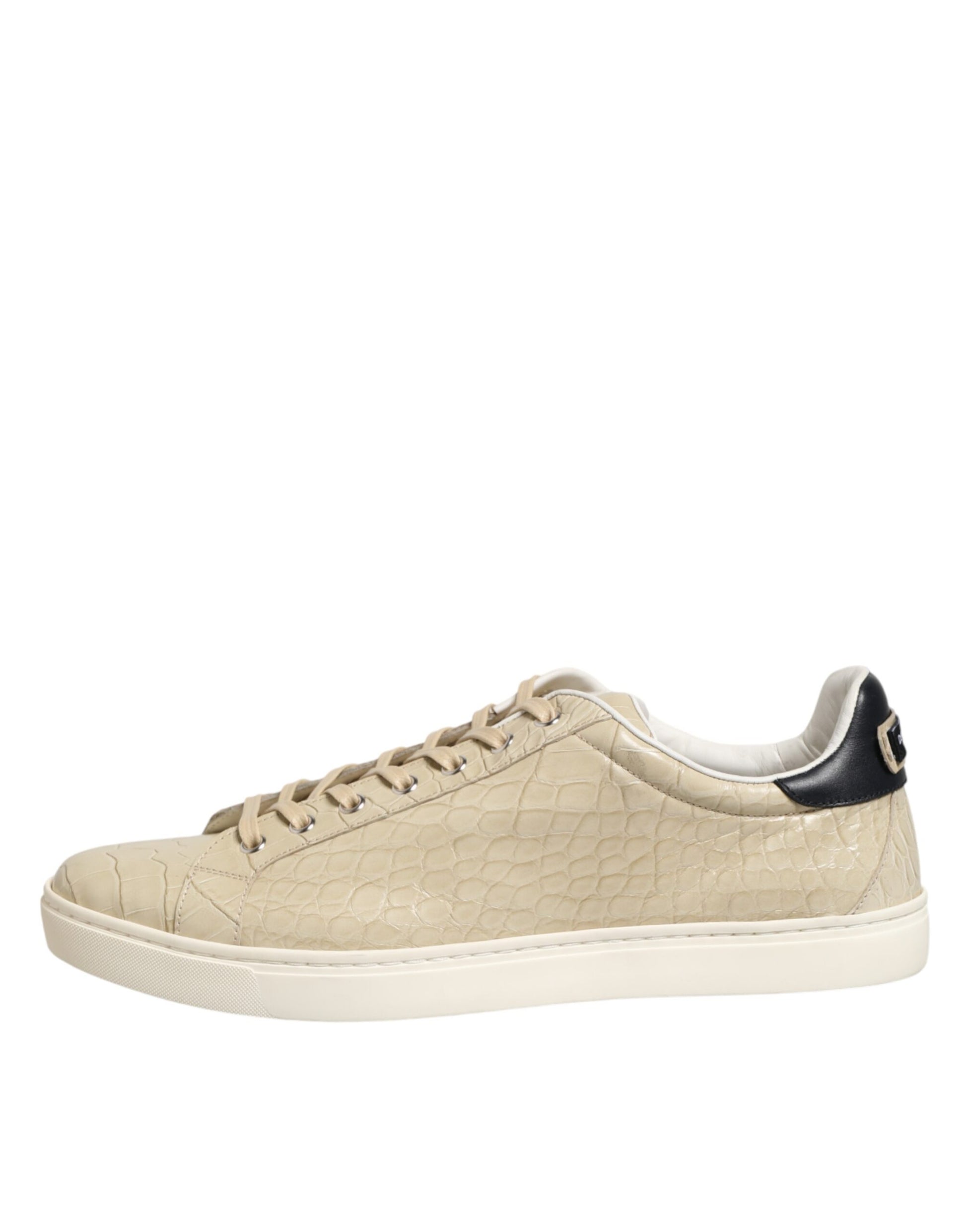 Tan sneaker with white sole and laces