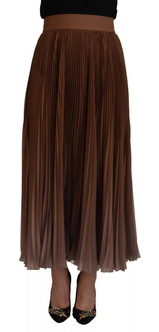 Long brown fringe skirt worn by a model