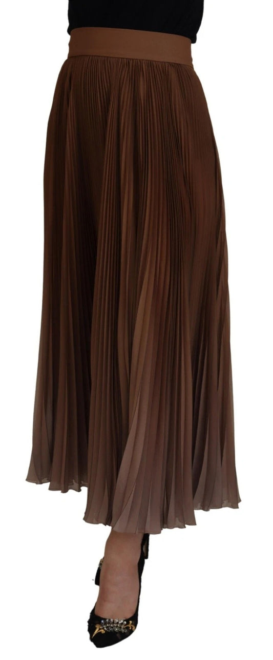 Long brown fringe skirt worn by a woman