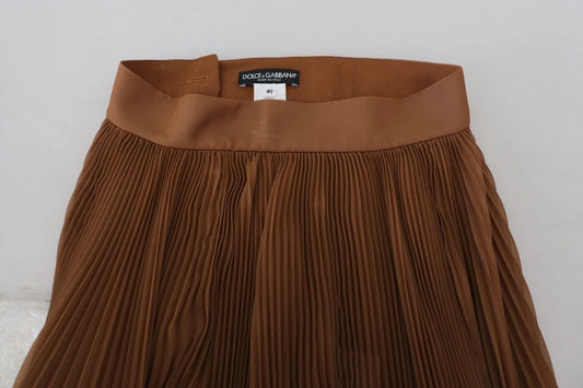 Brown pleated skirt with ruffles on hem