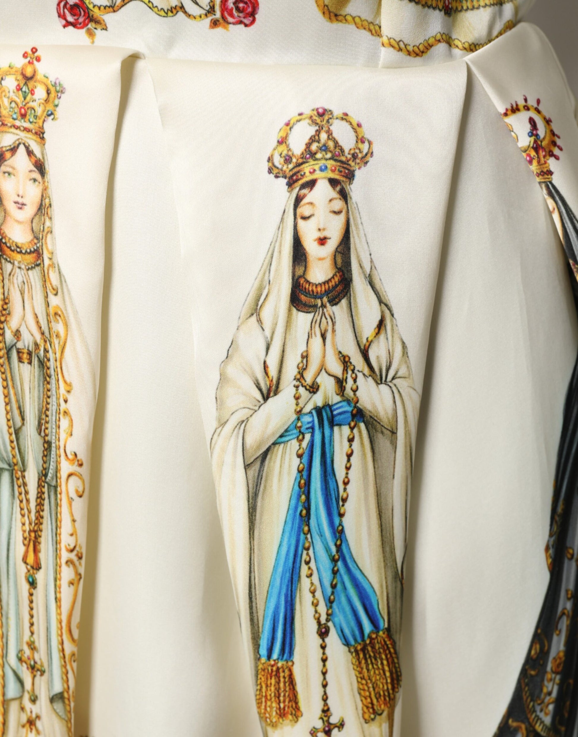 Embroidered religious vestment with a depiction of a saint