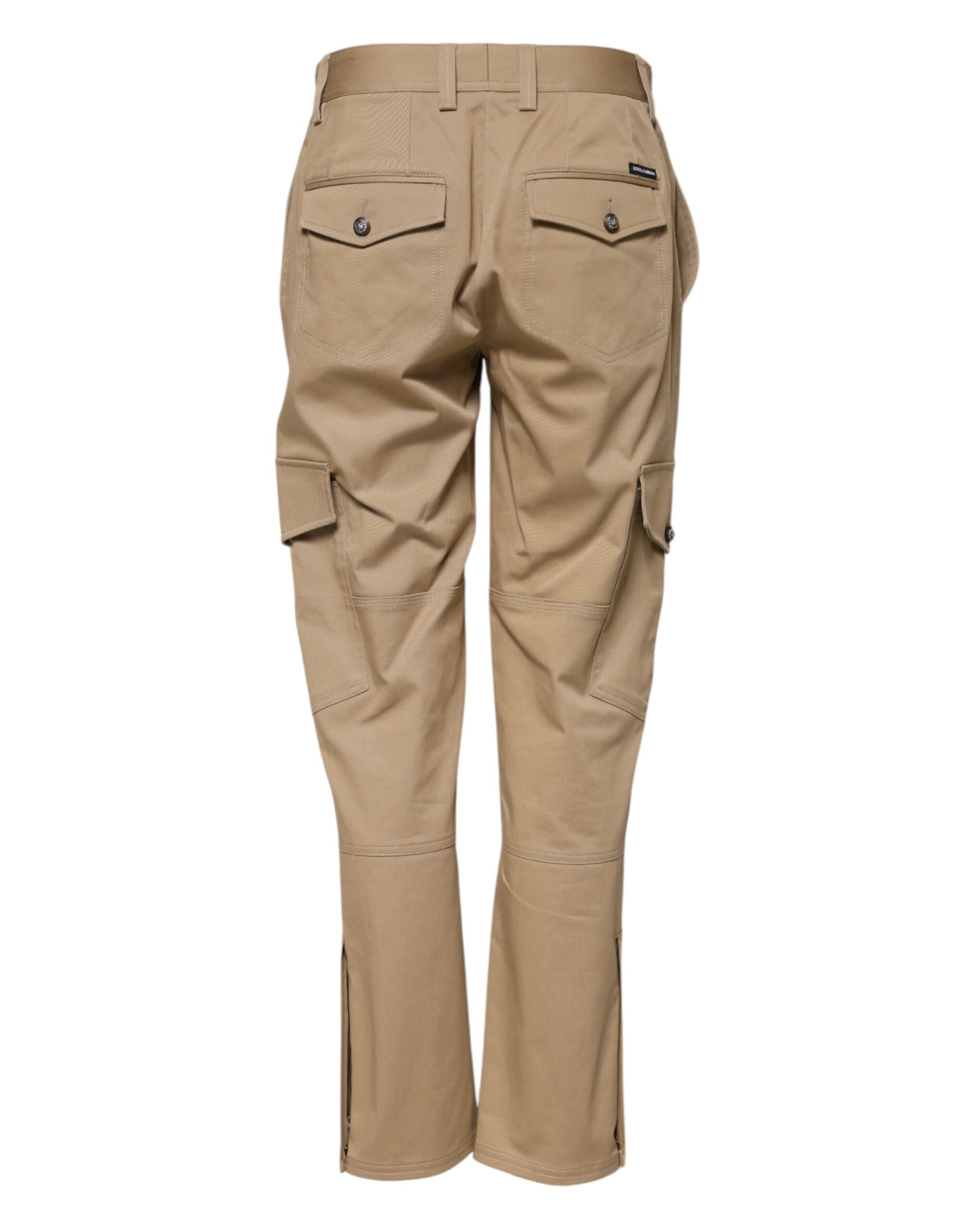 Tan cargo pants with pockets on sides