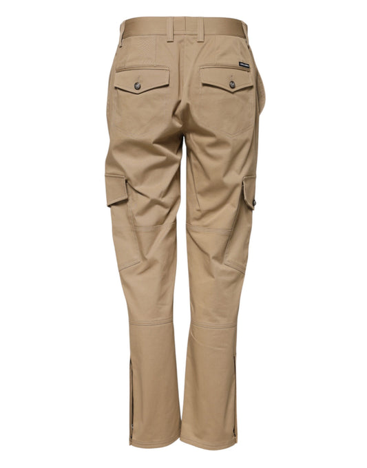 Tan cargo pants with pockets on sides