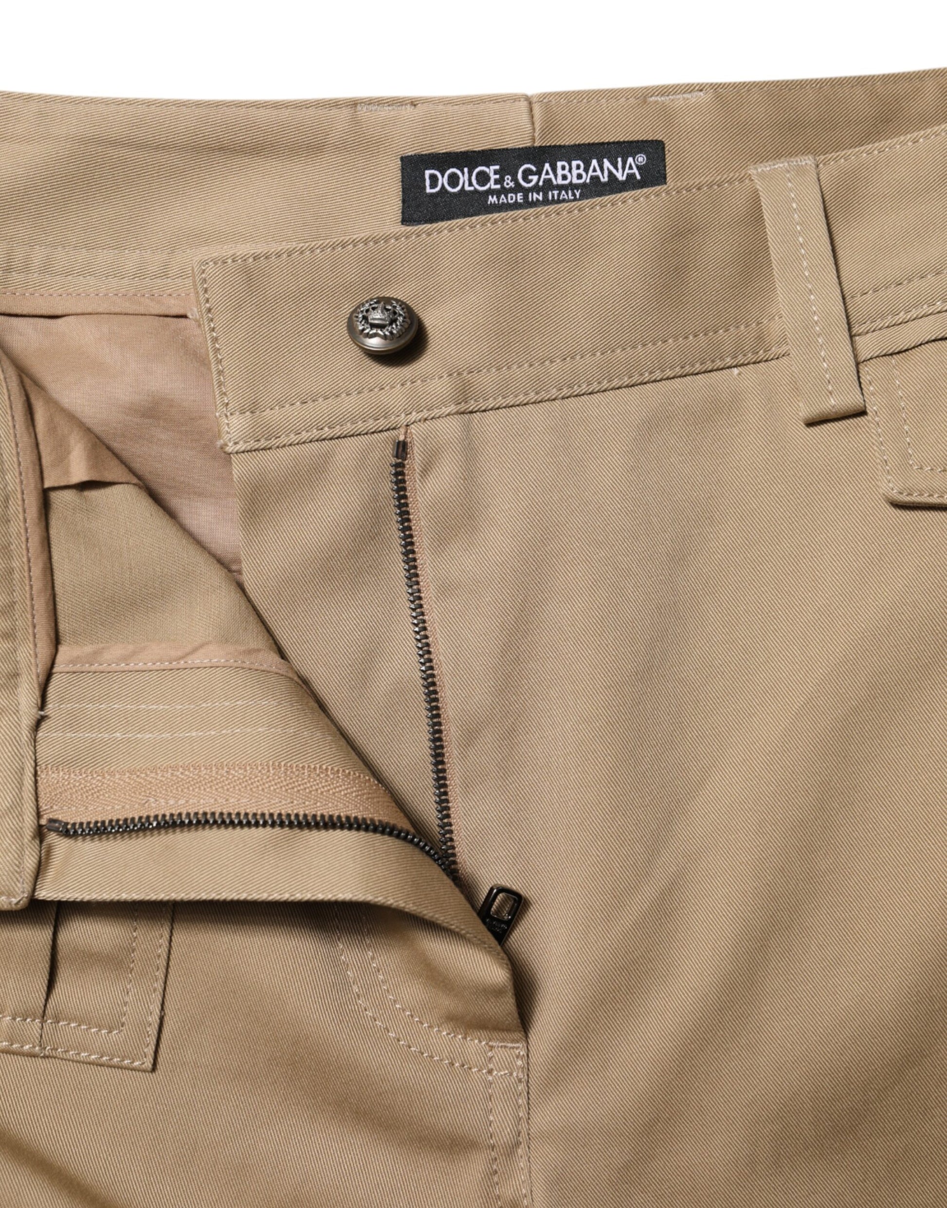 Tan pants with zippered side pocket