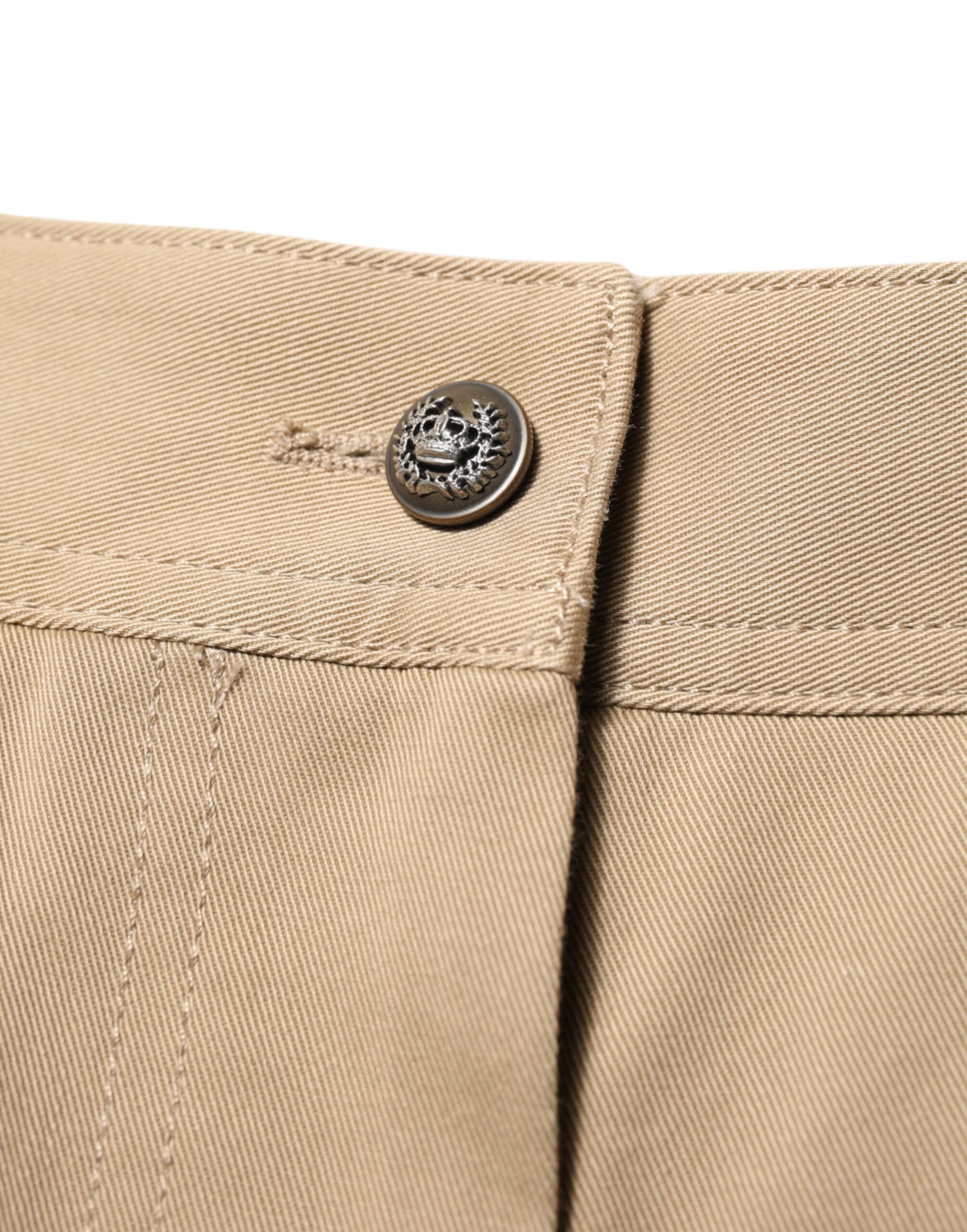 Tan pants with button closure