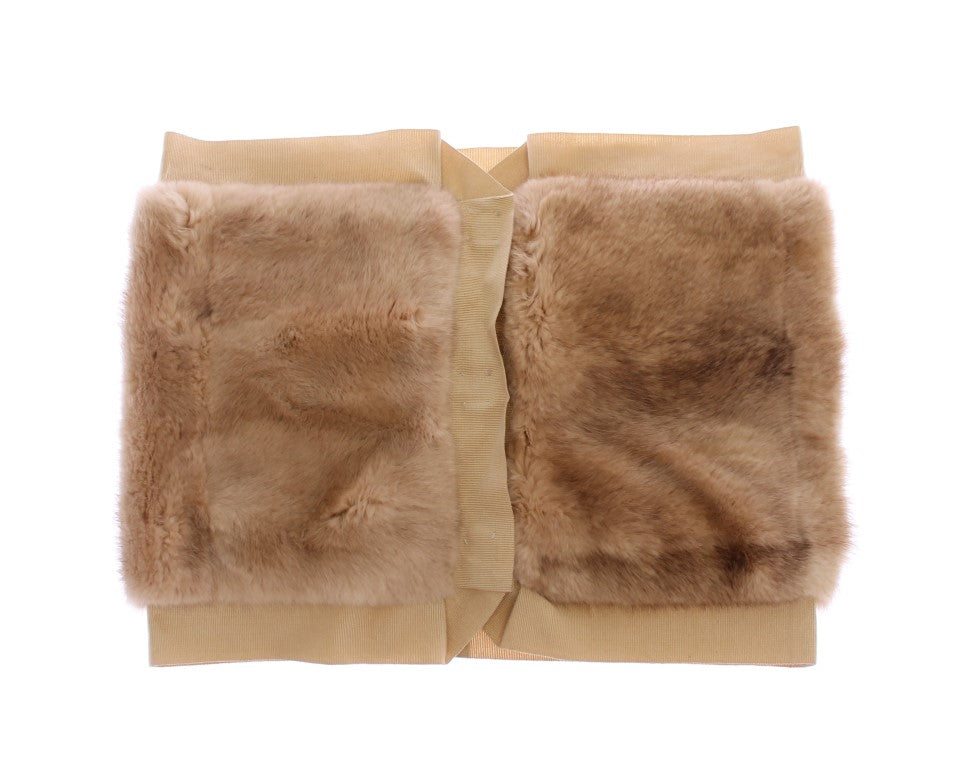 Two brown furry cloths on a white surface