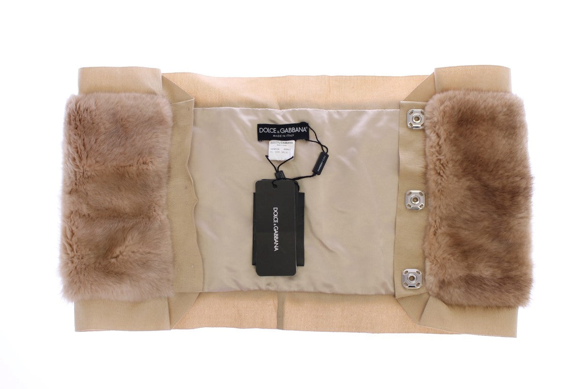 Fur lined vest with black straps