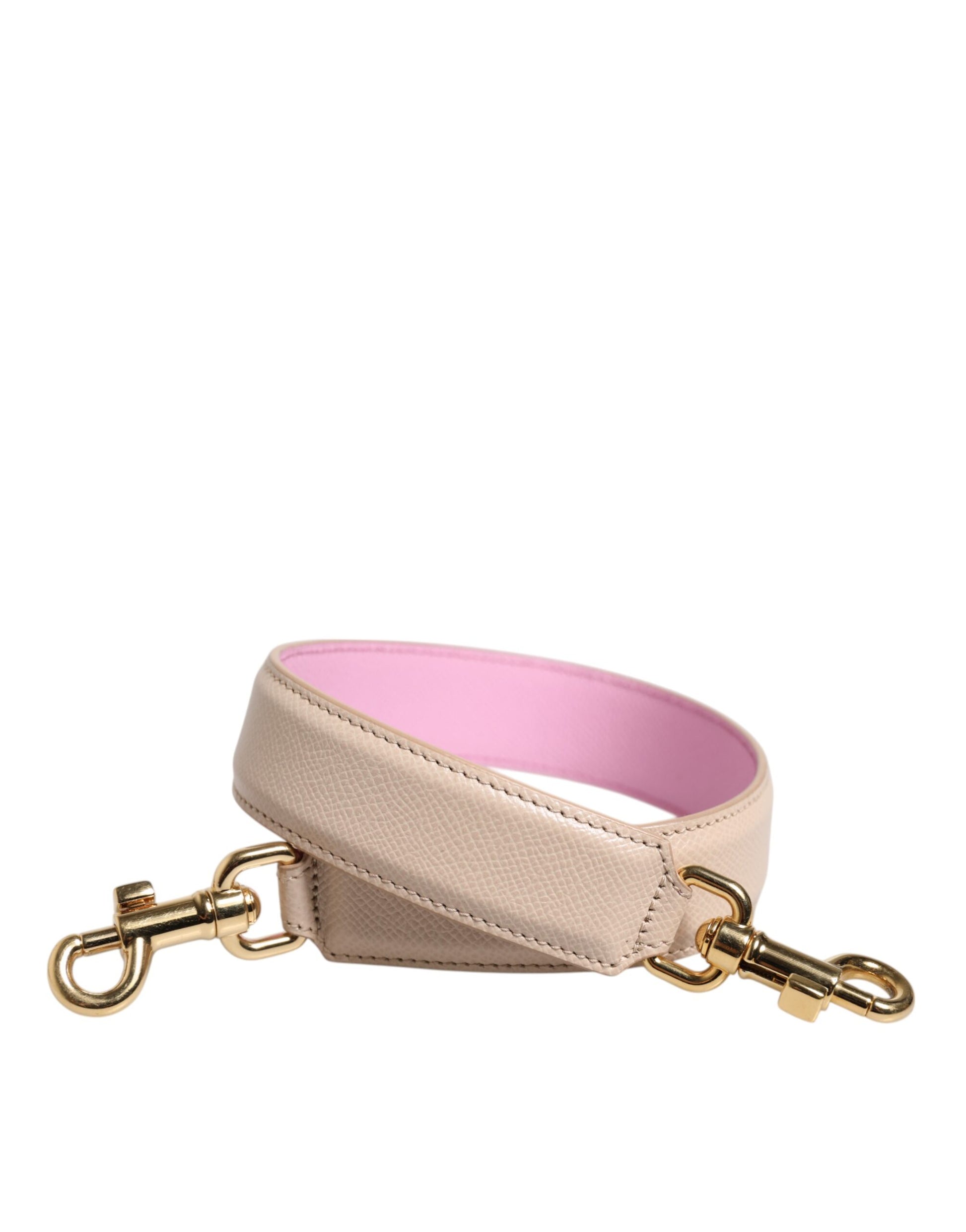 Pink leather dog collar with gold buckle and ring