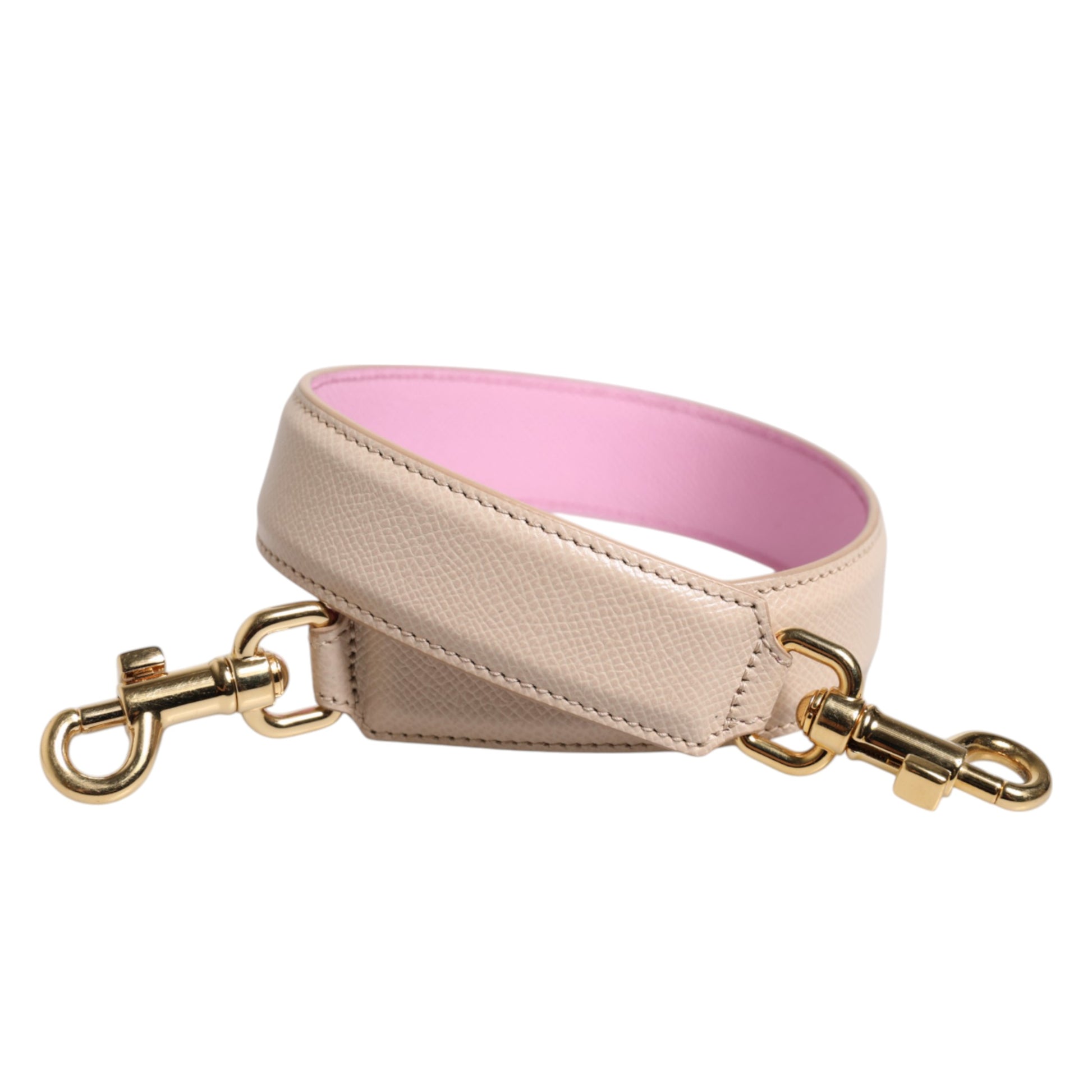 Pink leather dog collar with gold buckle