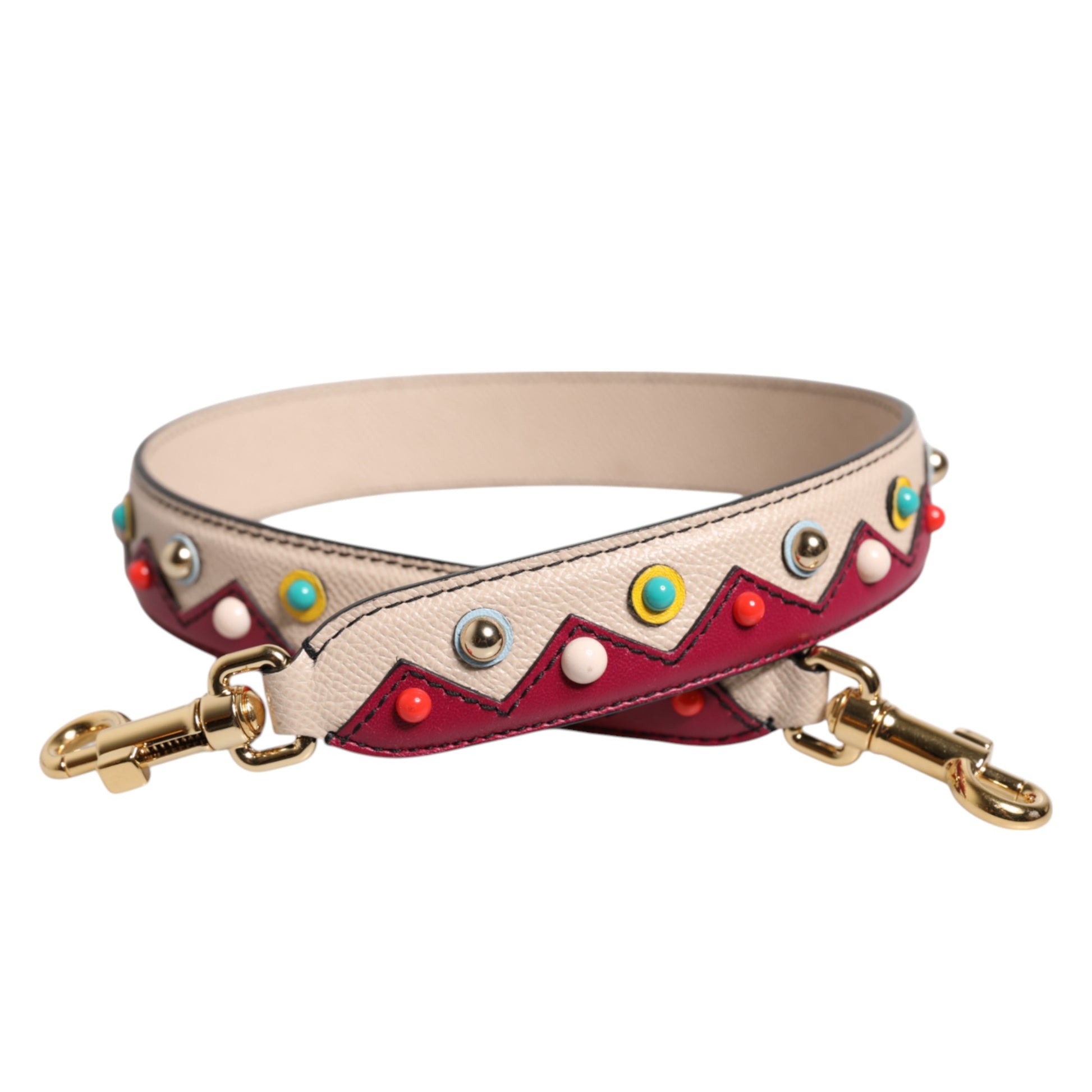 Decorative dog collar with colorful beads and gold hardware