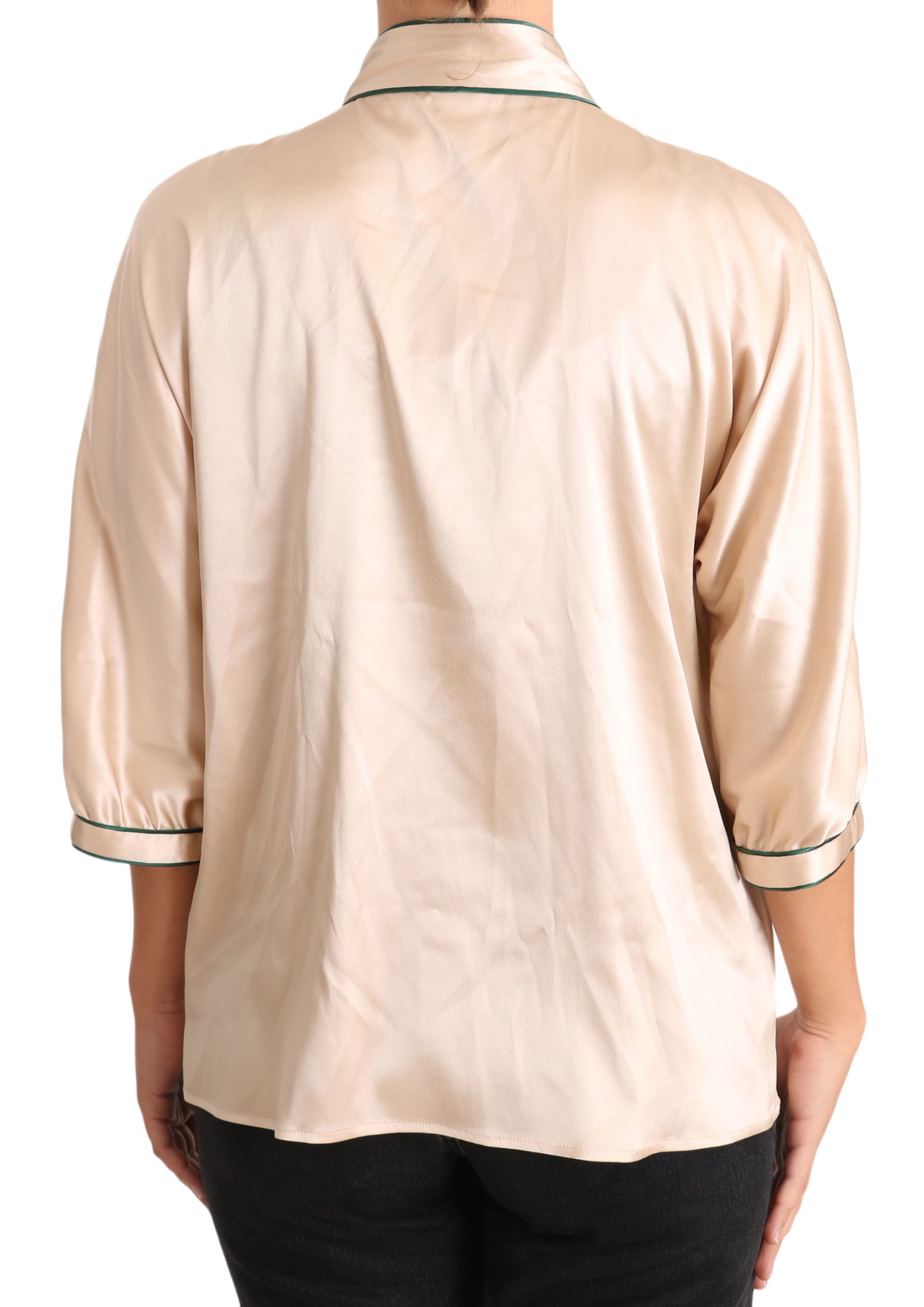 Tan long sleeve shirt with checkered pattern on back