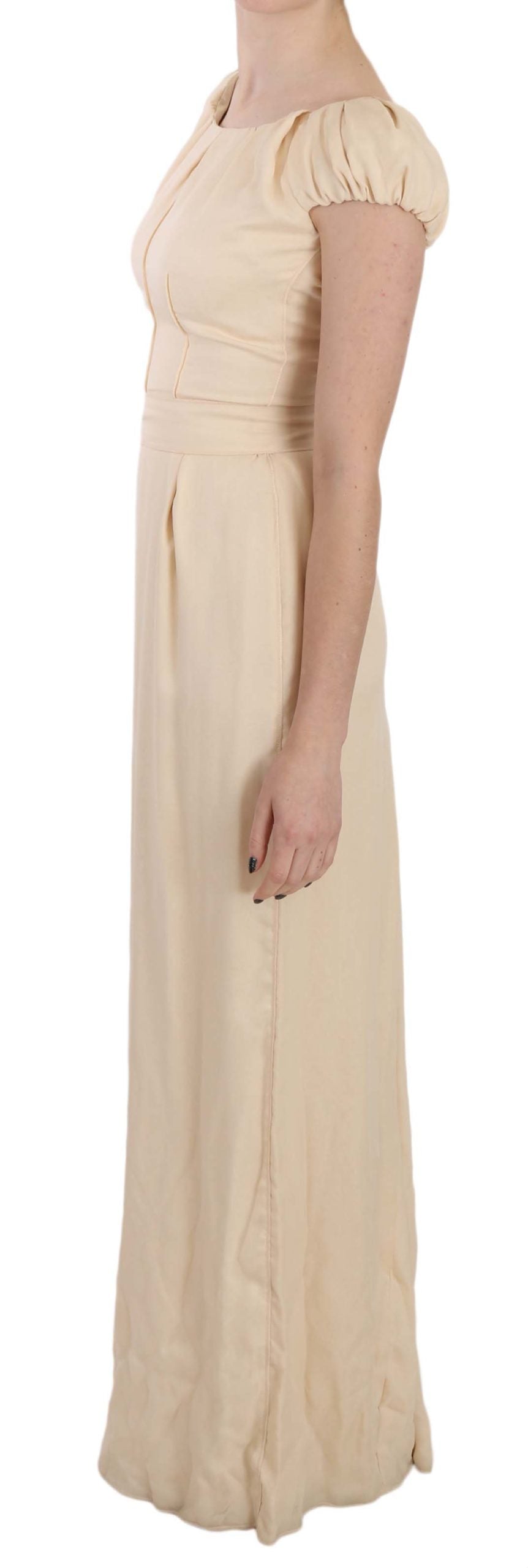 A beige silk column cap sleeve gown dress by Dolce & Gabbana