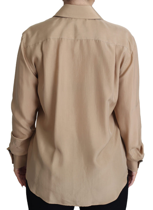 Tan long sleeve shirt on a mannequin